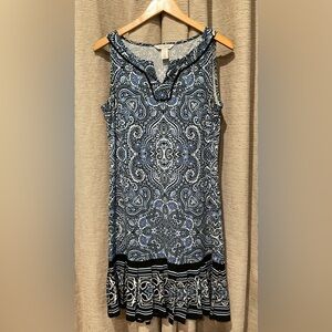 White House Black Market Blue Paisley Printed Dress, Size Medium